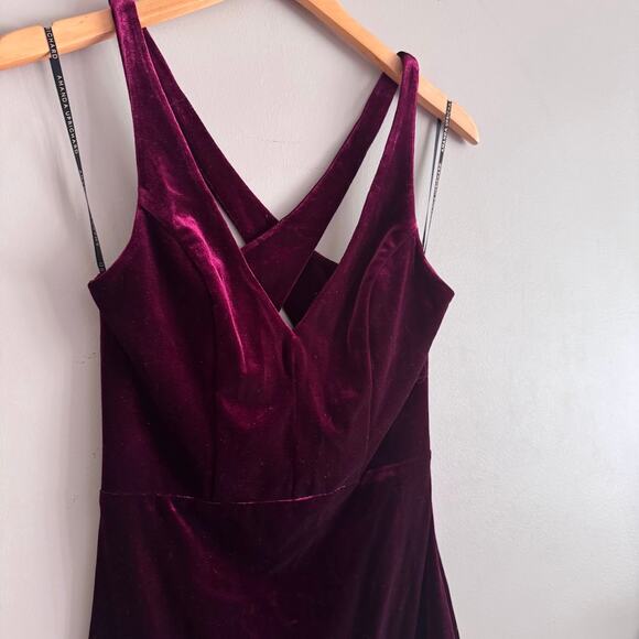 Amanda Uprichard Burgundy Red Velvet Mini Dress Size Medium - Picture 3 of 7